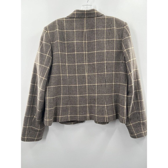 Pendleton Women's 100% Wool Cropped Blazer Herringbone Check Brown Size 14 EUC - Picture 9 of 9